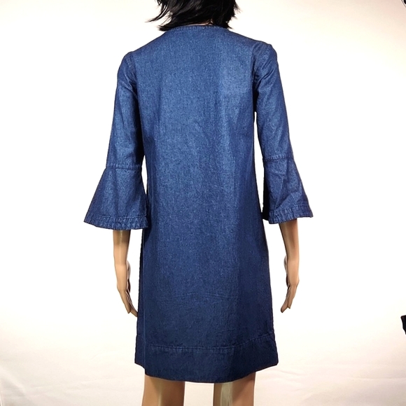 DRAPER JAMES Chambray Ruffle Shift Dress Size 2 - Picture 13 of 15